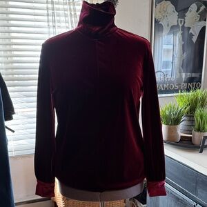 MOTF Velvet Burgundy Turtleneck Blouse NWOT